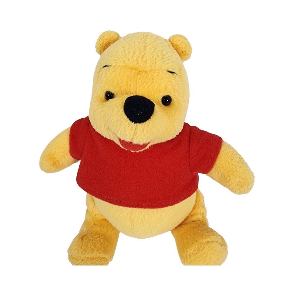 Disney Winnie the Pooh Plush Stuffed Animal Classic Red Shirt Yellow Bear 7 inch